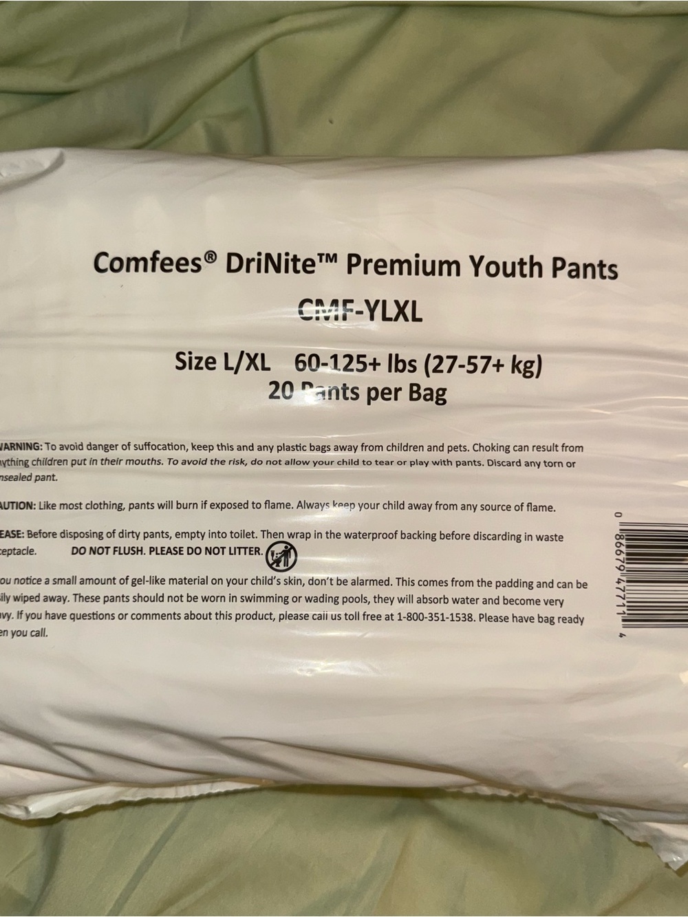 New Disposable Underwear

Comfees DriNite Premium Youth Pants 

L/XL 60-125+ lbs